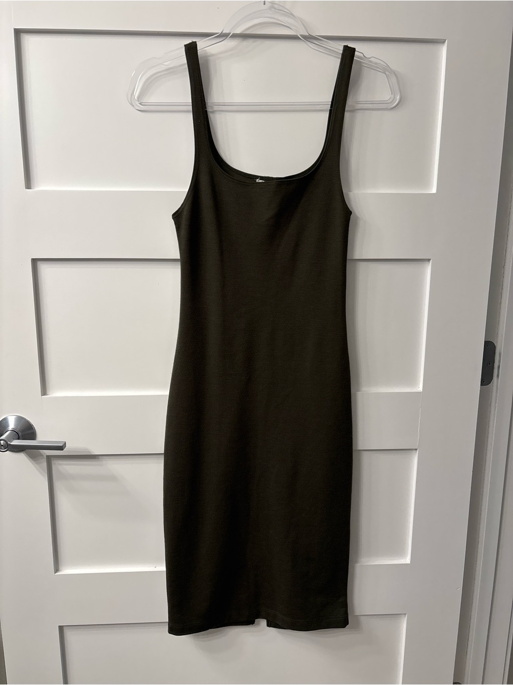Zara Trafaluc Olive Green Bodycon Minimalist Fall Midi Tank Dress